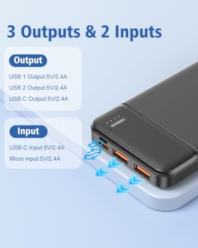 5V 2.4A Battery Pack 10000mAh for Heated Vest, Jacket, Stadium Seats, Chair, Power Bank Portable Charger for USB Devices, Heated Clothing, Heated Blanket, Sleeping Bag, Heated Coat. (Black) - color: Black