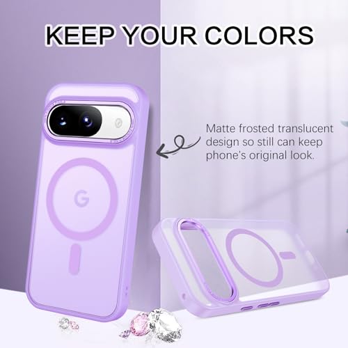 BENTOBEN for Google Pixel 9 Case [Compatible with Magsafe] Translucent Matte Magnetic Pixel 9 Case Slim Fit Shockproof Women Men Girls Boys Protective Phone Cases for Google Pixel 9 6.3", Light Purple - color: Light Purple
