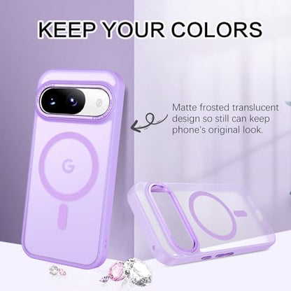 BENTOBEN for Google Pixel 9 Case [Compatible with Magsafe] Translucent Matte Magnetic Pixel 9 Case Slim Fit Shockproof Women Men Girls Boys Protective Phone Cases for Google Pixel 9 6.3", Light Purple - color: Light Purple