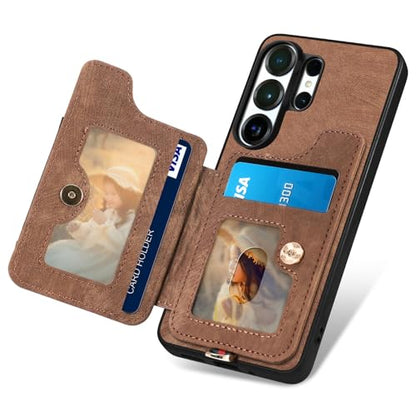 for Samsung Galaxy S26 Ultra Case Wallet with Card Slots Brown | PU Leather Flip Folio Cover,RFID Blocking Ring Holder,Kickstand,Wrist Strap,Shockproof,Magnetic Protective,Women Men Girls - color: Brown, size: Galaxy S26 Ultra 6.9 Inch