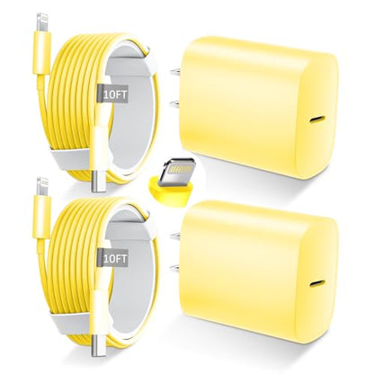 Phone 14 13 12 11 Fast Charger,10FT Long Phone Chargers Fast Charging Lightning Cable with 20W USB C Charger Block for Phone 14/14 Pro Max/13/13 Pro Max/12/12 Pro Max/11/11Pro/XS/Max/XR/X,Pad,Yellow - color: Yellow, size: 10ft