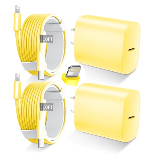 Phone 14 13 12 11 Fast Charger,10FT Long Phone Chargers Fast Charging Lightning Cable with 20W USB C Charger Block for Phone 14/14 Pro Max/13/13 Pro Max/12/12 Pro Max/11/11Pro/XS/Max/XR/X,Pad,Yellow - color: Yellow, size: 10ft