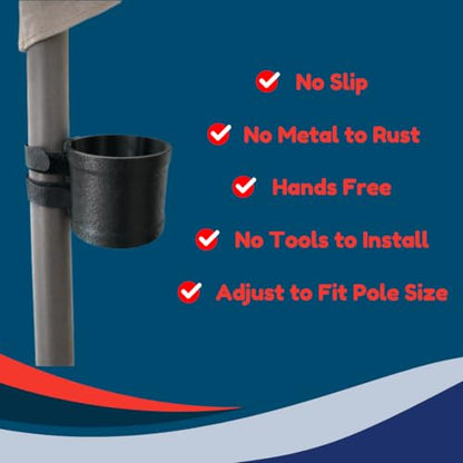 Chatelet Universal Cup Holder with Strap-On Design | Adjustable Drink Holder for Boats, Golf Carts, Pool Umbrellas, Strollers & More | Fits Cans, Bottles & Tumblers | Made in USA (Black, Cup) - color: Black, Cup