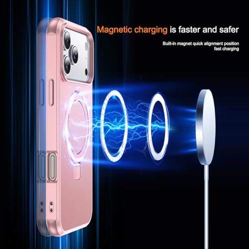 SKYLMW Compatible with iPhone 17 Pro Case with Stand,Rose Gold | iPhone 17 Pro Phone Case 6.3",Magnetic Ring Stand,Compatible with MagSafe,Military-Grade Protection,Great Grip Feeling - color: Rose Gold, size: Iphone 17 Pro