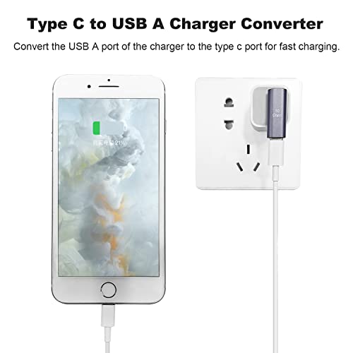 AreMe 90 Degree USB C Female to USB Male Adapter 2 Pack, Left Angle - style: Left Angle