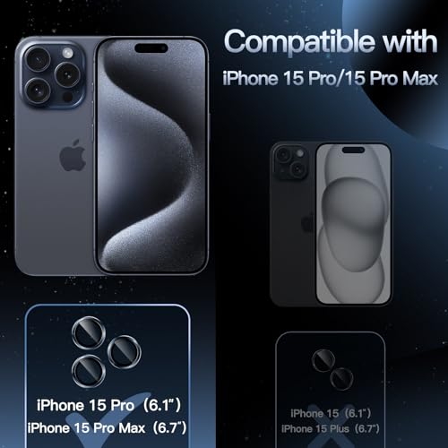 JETech Camera Lens Protector for iPhone 15 Pro/15 Pro Max, Blue, 1 Set - color: Blue