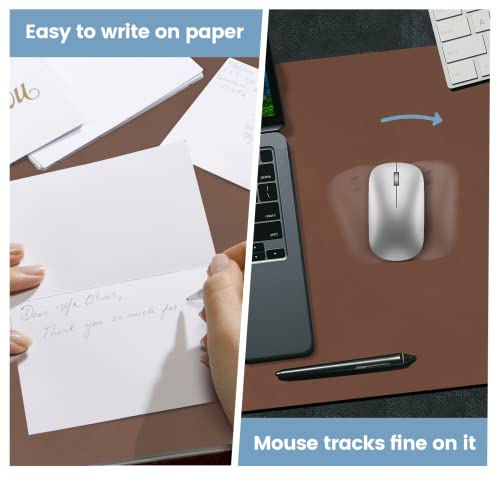 Desk Mat Wireless Charging Mouse Pad Large 32x16 Journey Desk Pad Mat with Wireless Charger Waterproof Leather Computer Mat with Phone Charger Mousepad Non-Slip for Keyboard and Mouse - color: Light Brown, size: 32" x 32"