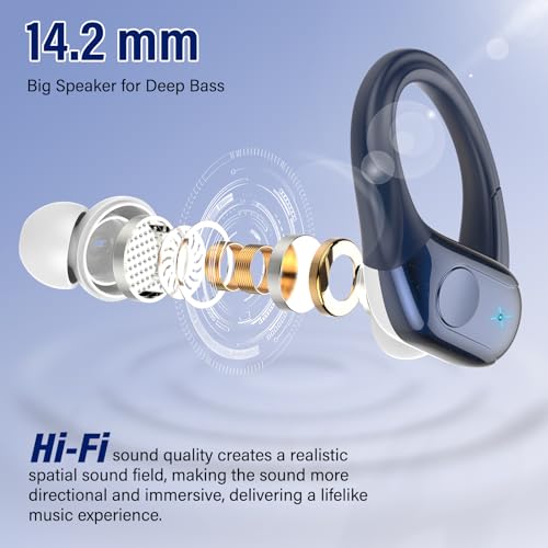 Wireless Earbuds Bluetooth 5.4 Headphones Sports, 75Hrs Bass Hi-Fi Stereo - color: Y-Starry Deep Blue