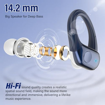 Wireless Earbuds Bluetooth 5.4 Headphones Sports, 75Hrs Bass Hi-Fi Stereo - color: Y-Starry Deep Blue