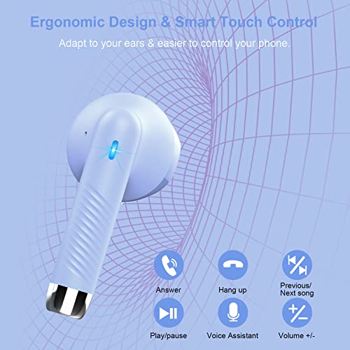 Wireless Earbuds, Bluetooth 5.4 Headphones in Ear with Noise Cancelling Mic - color: Purple