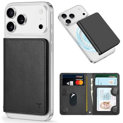 TUCCH for Magsafe Wallet with 6 Card Holders, RFID Blocking, Black | for iPhone 17/17e/16/15/14/13/12 Pro/Pro Max/Plus, Clear ID Window, Folio Magnetic Phone Wallet, PU Leather - color: Black