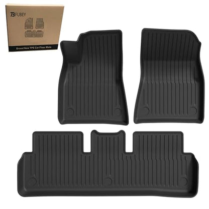 Floor Mats for 2017-2023 Tesla Model 3, 3 PCS Tesla Model 3 Accseeories Front & Rear Set, Precision Custom All-Weather TPE Waterproof Floor Liners - style: Model 3 2017-2023 3PCS