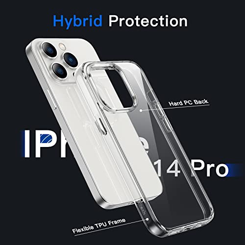 JETech Case for iPhone 14 Pro 6.1-Inch, Non-Yellowing Shockproof Phone Bumper Cover, Anti-Scratch Clear Back (Clear) - color: Clear, size: iPhone 14 Pro