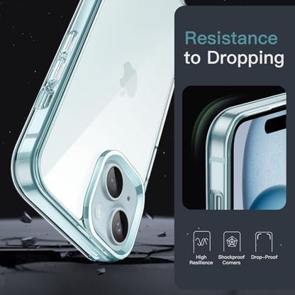 JETech Case for iPhone 15 Plus 6.7-Inch, Non-Yellowing Shockproof Phone Bumper Cover, Anti-Scratch Clear Back (Blue) - color: Blue, size: iPhone 15 Plus
