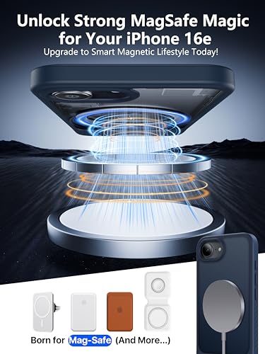 Eastinbox Magnetic iPhone 17e & 16e Case with Stand, Blue | Shockproof, Compatible with MagSafe, Military-Grade Protection, Anti-Yellowing, Phone Case for iPhone 17 e/16 e 6.1" - color: Stand Blue