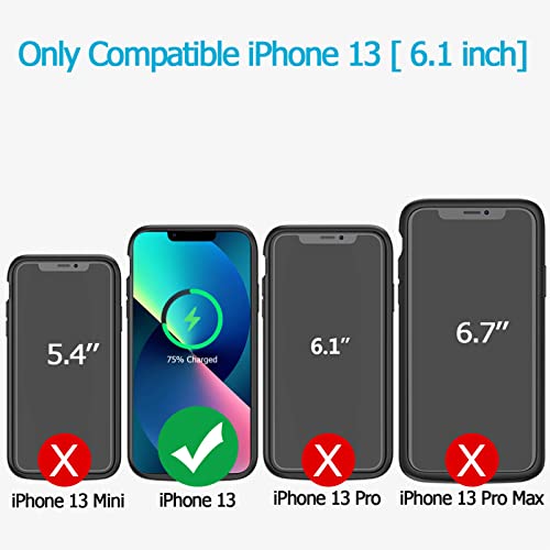 Battery Case for iPhone 13, Enhanced 10000mAh Portable Protective Smart Wireless Charging Case Support Carplay Compatible with iPhone 13 (6.1 inch) Rechargeable Extended Battery Charger Case (Black) - size: iPhone 13 (6.1 inch)