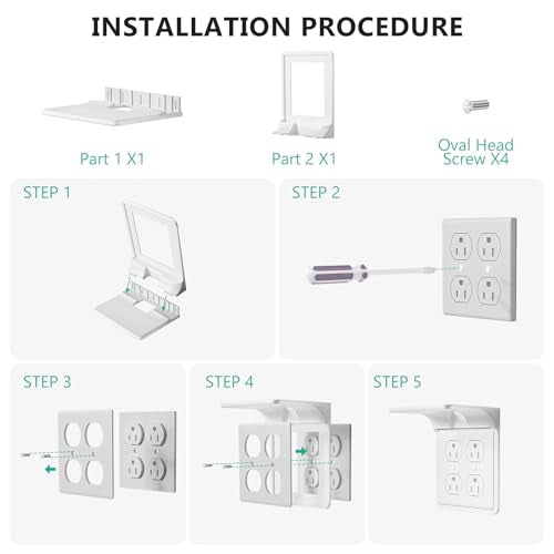 WALI Double Outlet Shelf Wall Holder – Bathroom Shelf Duplex for Electric Toothbrush, HomePod Mini, Echo Dot & Phone Charging – White-2 Packs (DLS002) - size: Larger