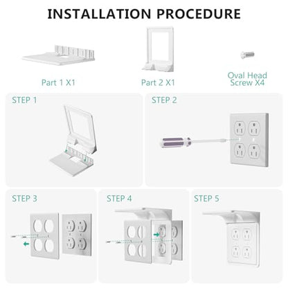WALI Double Outlet Shelf Wall Holder – Bathroom Shelf Duplex for Electric Toothbrush, HomePod Mini, Echo Dot & Phone Charging – White-2 Packs (DLS002) - size: Larger