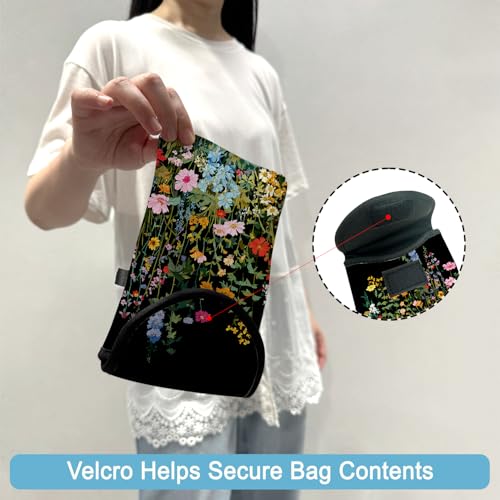 Neoprene Cell Phone Sleeve Pouch Case Bag with Crossbody Strap Neck Lanyard for Women 7.5 X 4.3 in Flowers Plants - color: Flowers Plants