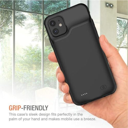 Battery Case for iPhone 11, 7000mAh Slim Portable Rechargeable Smart Protective Pack Cover Power Bank Charging Case Compatible with iPhone 11 (6.1 inch) Extended Battery Charger Cover(Black) - size: iPhone 11-7000mAh