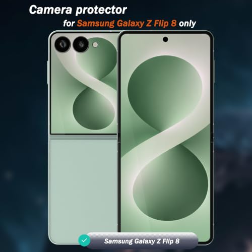 1 Pack Camera Lens Frame for Samsung Galaxy Z Flip 8, 9H Glass Screen Protector Anti-Scratch, Tempered Glass Metal Individual Camera Cover Accessories, Black - size: for Galaxy Z Flip 8 Black