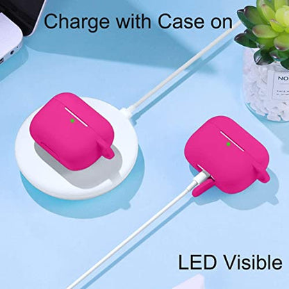 Lerobo for AirPod Pro Case, Soft Silicone Cover with Keychain, Rose Pink - color: Rose Pink