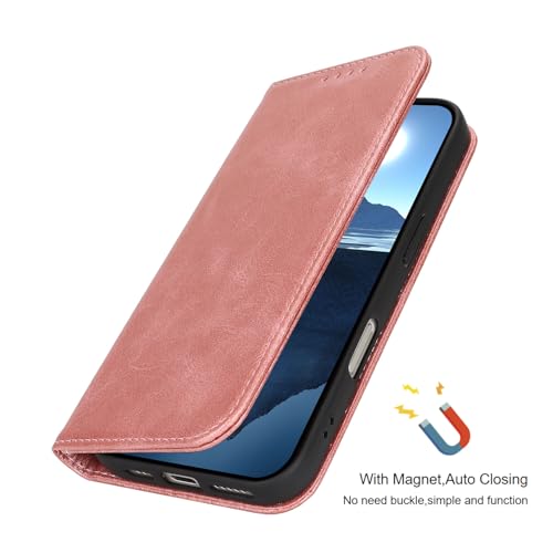 Wallet Case for iPhone 16 Plus,Premium PU Leather Flip Folio Case with Card Slot,Stand Holder and Magnetic Closure TPU Shockproof Interior Protective Case,6.7 Inch,Rose Gold | Premium PU Leather, Flip Folio Purse Case, with Card Slot, Stand Holder,Magneti