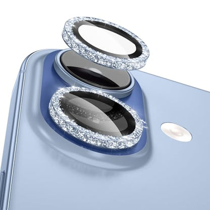CloudValley All Bling Camera Lens Protector for iPhone 17/iPhone 16/Plus - color: Bling Blue