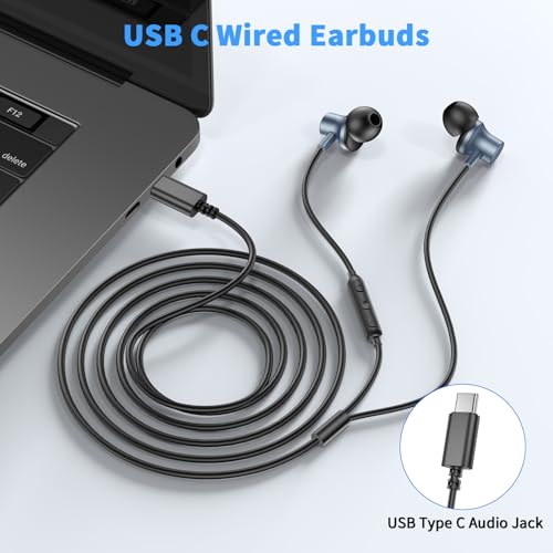 USB C Earbuds for iPhone 18 Pro Max 17 16 15 Headphone Wired,Blue - color: Navy blue