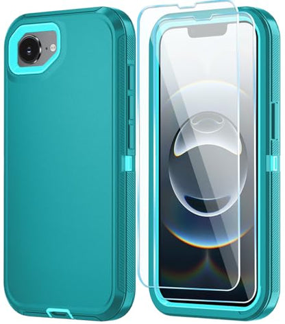 Phone Case for iPhone 16e Case & iPhone 17e Case with HD Screen Protector, Heavy Duty Shockproof & DustProof & 3-Layer Cover Phone Case (LakeSkyBlue, for iPhone 16e/17e) - color: LakeSkyBlue