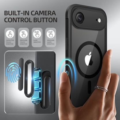 BERFY for iPhone Air Case, Compatible with MagSafe, Built-in Privacy Screen Protector, Camera Protection, Shockproof Full Body Phone Case 6.5", Clear Black