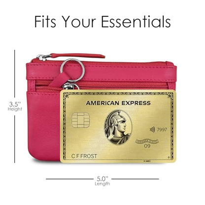 ili New York Leather Mini Compact Coin Purse - Indian Pink - color: Indian Pink