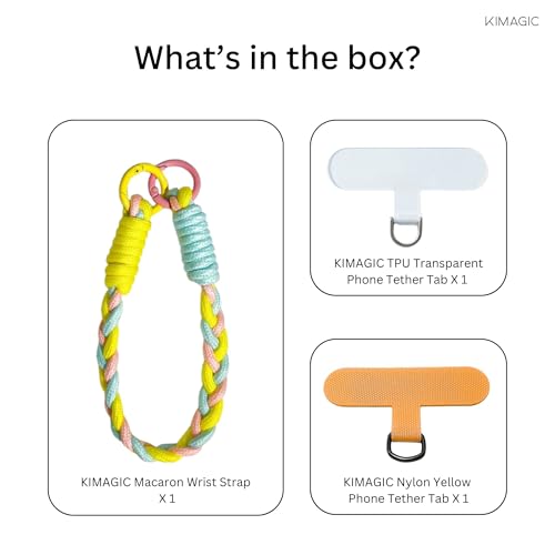 KIMAGIC Korean Dopamine Phone Wrist Strap - Handmade Thickened Phone Lanyard, Anti-Drop Hands-Free Charm - color: 03 Macaron Yellow-blue