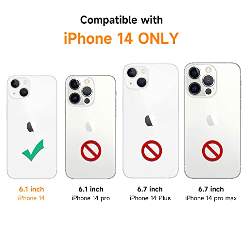 Case for iPhone 14 Shockproof Protective Cover with Adjustable Lanyard Strap Soft Transparent TPU Anti-Scratch Anti-Yellowing Clear Shock Absorption Phone Case 6.1 inch - Rose - size: for iPhone 14