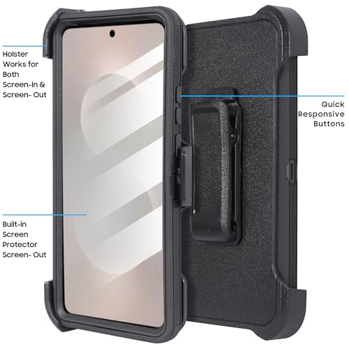 Compatible for Samsung Galaxy S26 Plus Case, Military Grade Drop Protection Rugged Shockproof Cover with Built-in Screen Protector, Belt Clip Holster Full-Body Case (Stripe) - color: Stripe