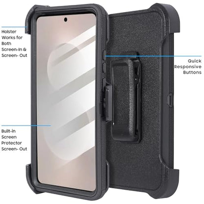 Compatible for Samsung Galaxy S26 Plus Case, Military Grade Drop Protection Rugged Shockproof Cover with Built-in Screen Protector, Belt Clip Holster Full-Body Case (Stripe) - color: Stripe
