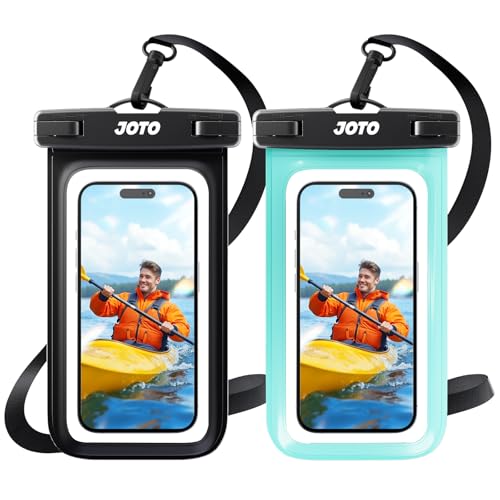 JOTO 2 Pack Waterproof Phone Pouch Case Up to 7", IPX8 Underwater Phone Case Cellphone Dry Bag for iPhone 17/Air 16 15 14 13 12 Pro Max Xs Max XR X 8 7 6S Plus SE/Galaxy S24 S23 S22 -Black & Green | Fits iPhone 17/Air 16 15 14 13 12 Pro Max Xs XR X 8 7 6S