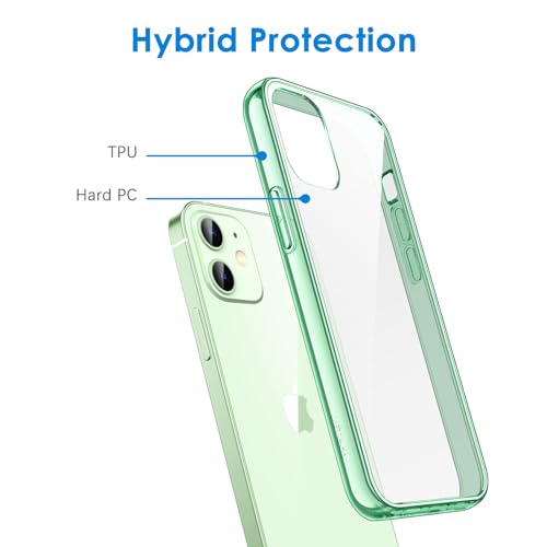 JETech Case for iPhone 12 mini, Anti-Yellowing, Midnight Green | Shockproof Protection, Scratch Resistant Hard PC Back, Durable Transparent TPU Bumper - color: Midnight Green