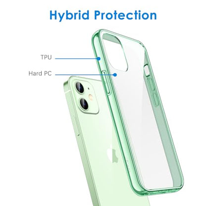 JETech Case for iPhone 12 mini, Anti-Yellowing, Midnight Green | Shockproof Protection, Scratch Resistant Hard PC Back, Durable Transparent TPU Bumper - color: Midnight Green