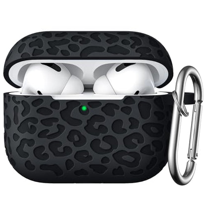 Compatible with Airpods Pro 2nd Generation Case, Leopard Engraved Soft Silicone Skin Cover Full Protective Case for AirPods Pro Case 2nd/Airpod Pro Case Cover,Front LED Visible,Black - color: Black, size: Airpods Pro 2/1 Case