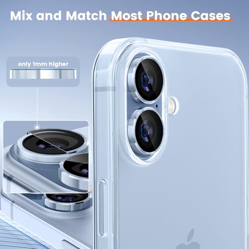 imluckies Camera Lens Protector for iPhone 17 6.3", [AR+AF] HD Clear Tempered Glass Lens Cover, 9H Hardness Scratch Resistant Individual Metal Ring, Case Friendly & Easy Install, Blue - color: Blue