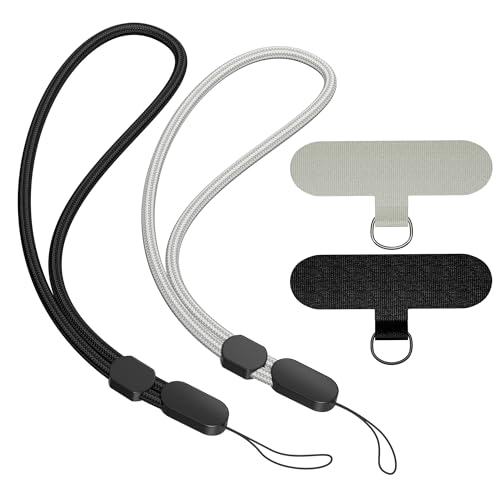 SURDOCA Adjustable Phone Lanyard Wrist Strap, Camera Wrist Strap, Nylon Wrist Lanyard, Anti Theft Strap, Lanyard for Earphone, USB Flash Drive, ID Name Tag Badge (No Paw) - color: Black & Grey (No Paw)
