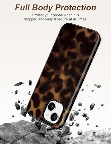 Jusy Magnetic Brown Tortoise Shell Phone Case for iPhone 16 Pro Max,Amber | Compatible with MagSafe,Cute Aesthetic Cheetah Leopard Design,TPU and PC Protective Shockproof Cover - color: Amber