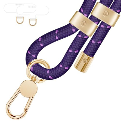 UKON Cell Phone Lanyard,Crossbody Lanyard and Wrist Strap Premium Metal Buckle Phone Charms with 2 X Strap Patch Compatible with All Smartphone(Purple) - color: Purple
