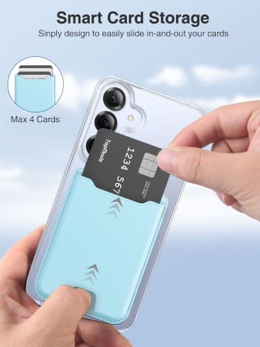 TopMade for MagSafe Wallet, 4 Cards Holder, Strongest Magnetic Phone Wallet - color: Baby Blue