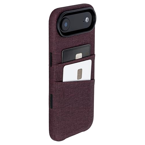 Dockem Card Case for iPhone 17 Air with Magnetic Mounting Plate, Camera Control Button, Wallet with 2 Holder Slots: M2 Luxe Canvas-Style Synthetic Leather (Burgundy) - color: Burgundy, size: 17 Air