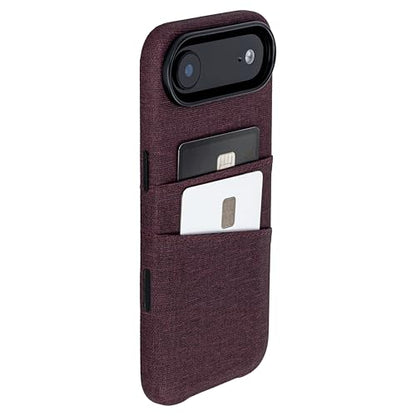 Dockem Card Case for iPhone 17 Air with Magnetic Mounting Plate, Camera Control Button, Wallet with 2 Holder Slots: M2 Luxe Canvas-Style Synthetic Leather (Burgundy) - color: Burgundy, size: 17 Air