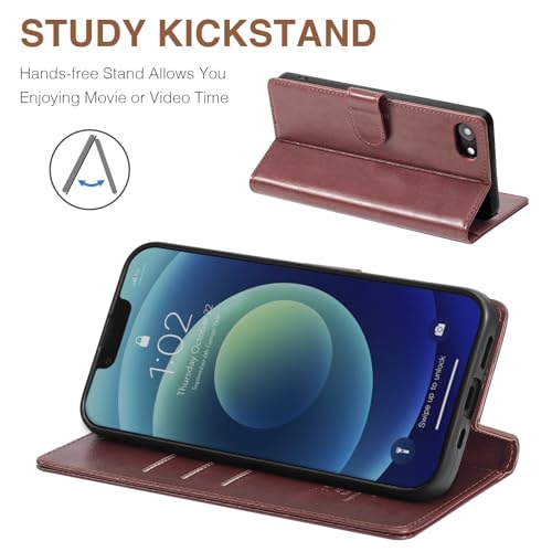 FLIPALM Card Holder Wallet Case for iphone 17e, Brown | Card Holder, RFID Blocking, PU Leather Folio Flip, Kickstand, Protective Shockproof Cover - color: Brown