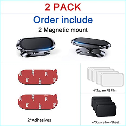 【2-PACK】Magnetic phone holder for car, [ Super Strong Magnet ] [ with 4 Metal Plate ] iPhone Magnetic car mount for cell phone, [ 360° Rotation ] Universal Dashboard adhesive Car Magnetic Phone Mount - color: Silver
