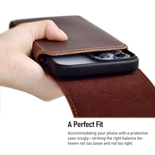 ykooe Leather Phone Holster for iPhone 17 Pro Max Galaxy S20-S26 Ultra A17 - color: Dark Brown, size: XXL